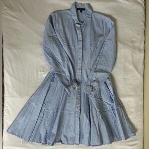 Romeo & Juliet Couture Blue and White Striped Button Down Dress
